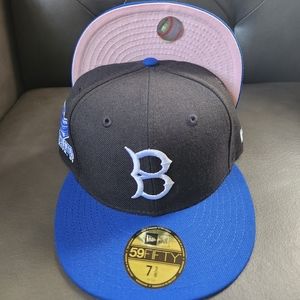 Brooklyn Dodgers Pink Bottom New Era Fitted 7 3/8 Black Royal